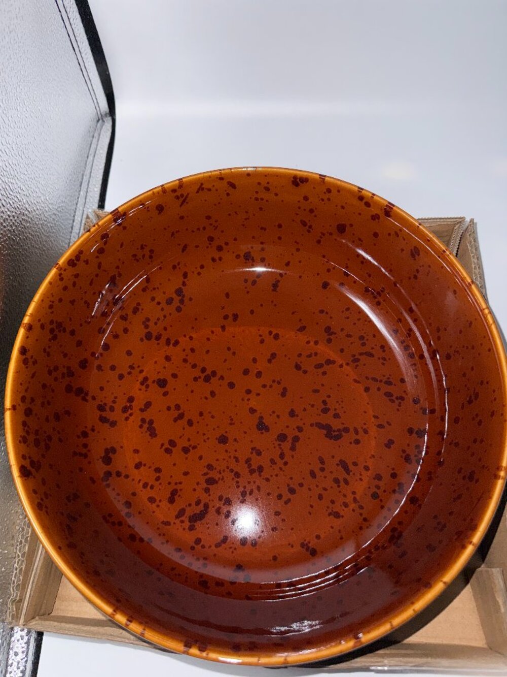 Pretti Cool Tortoiseshell Serving Bowl Ceramic Amber Brown 9.5 x 3 in